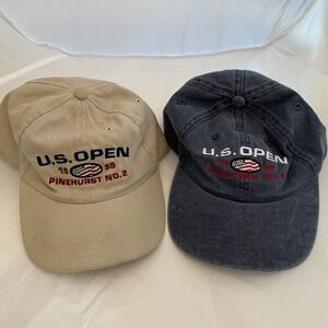 Lot Of 2 Vintage 1999 US Open Pinehurst No. 2 strap back hat Ahead Gear, Jr Size